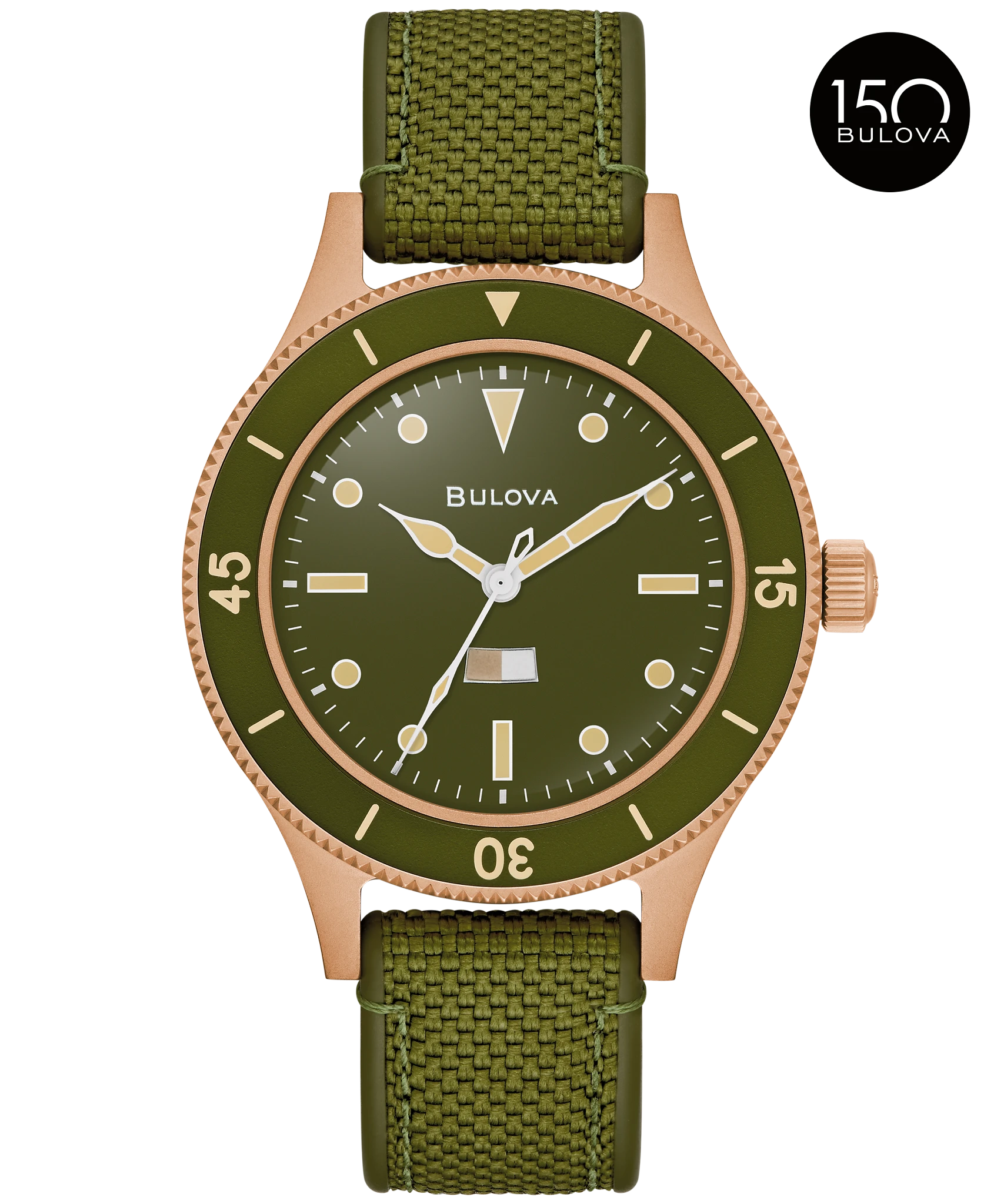 Green Dial CORDURA® + HNBR Strap MIL SHIPS 98A324 | Bulova